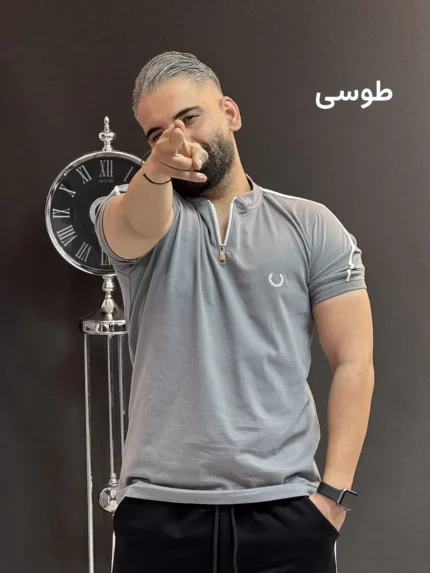 تيشرت نيم زيپ استين كش4032