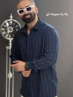 پیراهن لینن دیپلمات راه راه و ساده - Image 8