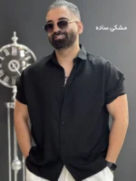 پیراهن لینن دیپلمات راه راه و ساده - Image 2